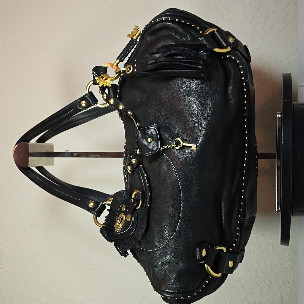 RARE Juicy Couture Vintage Y2K Barrel Leather Baguette Satchel XL RARE Dust Bag - Picture 4 of 14